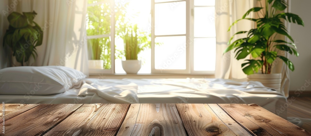 Aufkleber Table Top And Blur Background In The Bedroom. with copy space image. Place for adding text or design