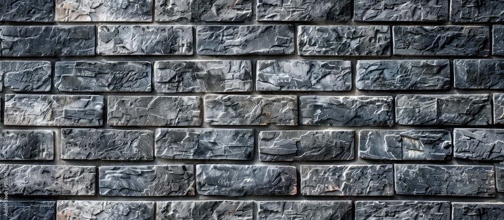 Poster Grey brick wall texture. with copy space image. Place for adding text or design