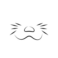 Hand Drawn Cat Mustache and Nose