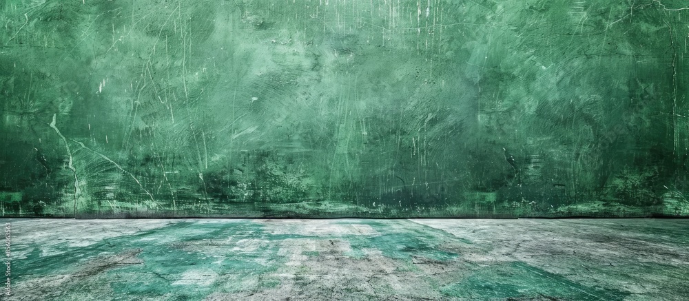 Poster green cement wall background with free space for text. with copy space image. place for adding text 