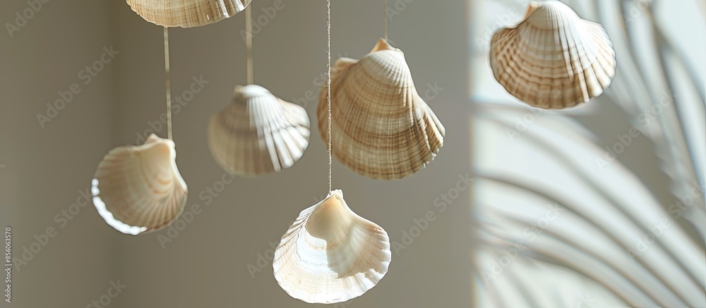 Poster Hanging shell mobile. with copy space image. Place for adding text or design