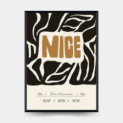 Abstract floral posters template. Modern trendy Matisse minimal style. Pink and blue colors. Hand drawn design for wallpaper, wall decor, print, postcard, cover, template, banner. 