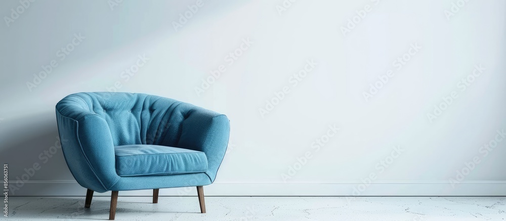 Poster beaultiful blue armchair. modern designer chair on white background. texture chair. with copy space 