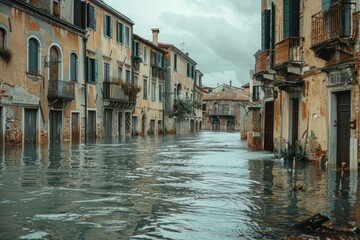 Flooded Historical Street in Venice