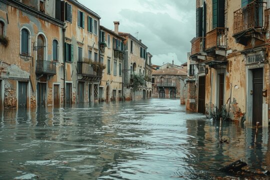 Flooded Historical Street in Venice