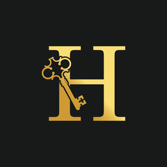 Key letter logo design vector with creatice concept and golden gradient