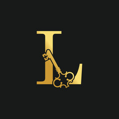 Key letter logo design vector with creatice concept and golden gradient
