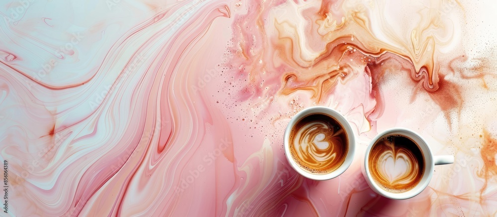Aufkleber Coffee flow with little sugar pastel background  Abstract. with copy space image. Place for adding text or design
