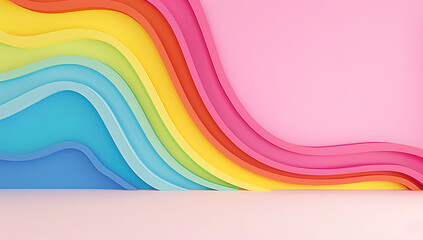 Rendu 3D de fond arc-en-ciel coloré avec espace vide