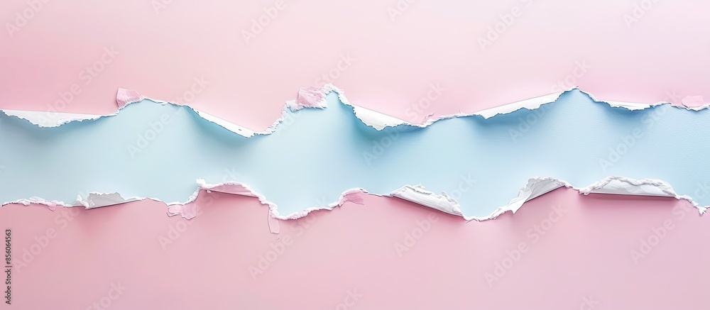 Poster Torn paper borders isolated on pastel background Ripped. with copy space image. Place for adding text or design
