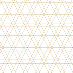 Abstract geometric pattern with triangle, lines and stripes on white background. A seamless vector background. Graphic modern pattern. White and gold pattern.