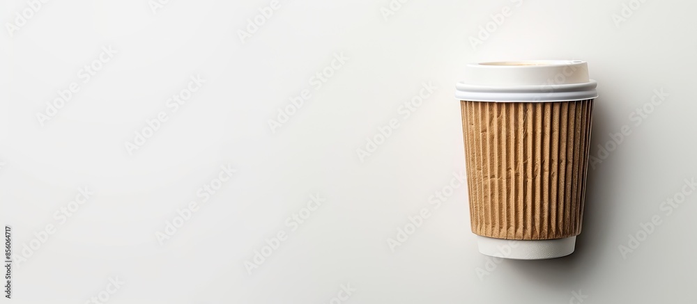 Leinwandbilder cardboard coffee cup sleeve only collapsed flat lay top view isolated on white background. with copy