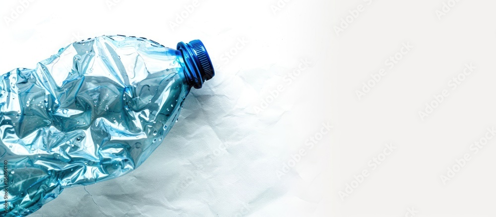 Poster empty crushed plastic bottle isolated on white background. with copy space image. place for adding t