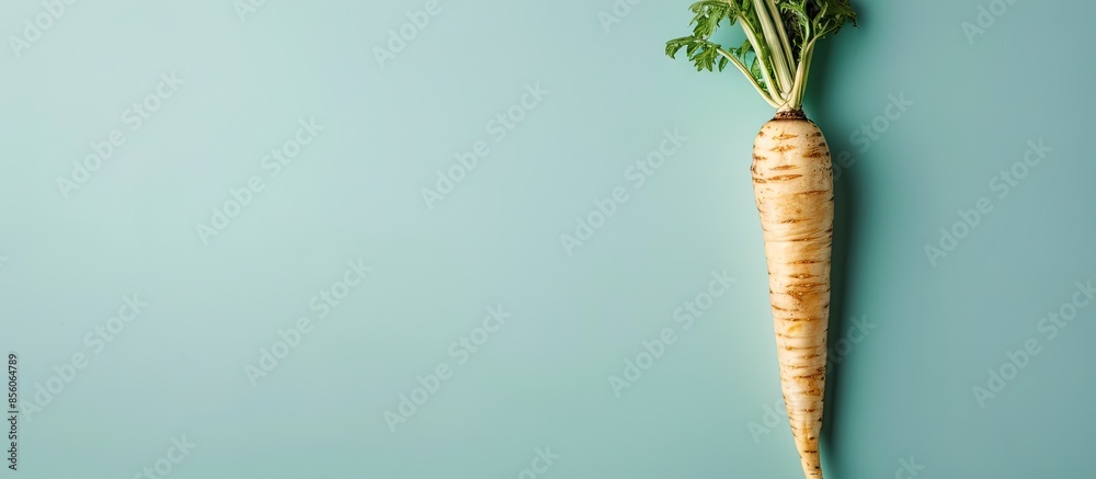 Poster Parsnip fresh vegetables pastel background  Food  Isolated. with copy space image. Place for adding text or design