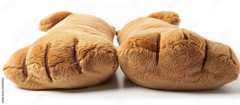 Poster pillows in the shape of animal paws dog or cat isolated on white background. with copy space image. 