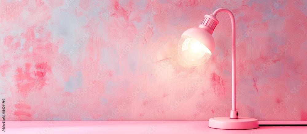 Poster Modern attachable table lamp with led bulb isolated on a pastel background. with copy space image. Place for adding text or design