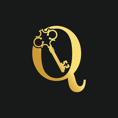 Key letter logo design vector with creatice concept and golden gradient