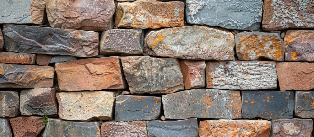 Poster A closeup shot of a brick and rock wall. with copy space image. Place for adding text or design