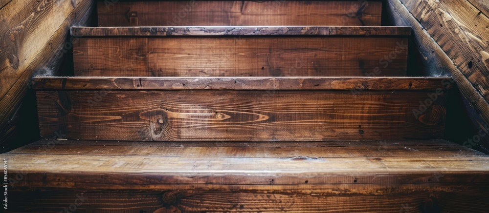 Poster closed up of wooden stairs in home. with copy space image. Place for adding text or design