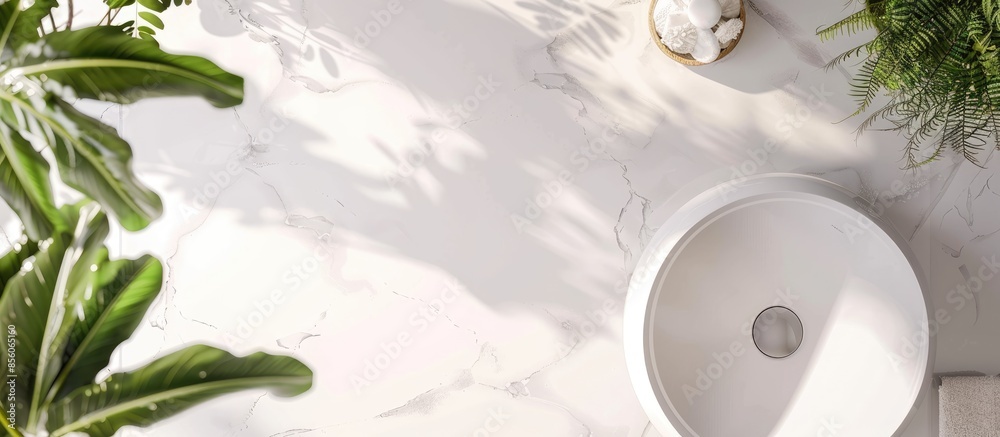 Poster top view of toilet bowl and bathroom . with copy space image. place for adding text or design