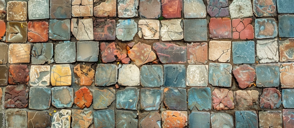 Fototapete mosaic floor texture. with copy space image. place for adding text or design