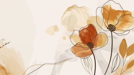 Abstract Floral Artwork in Earth Tones