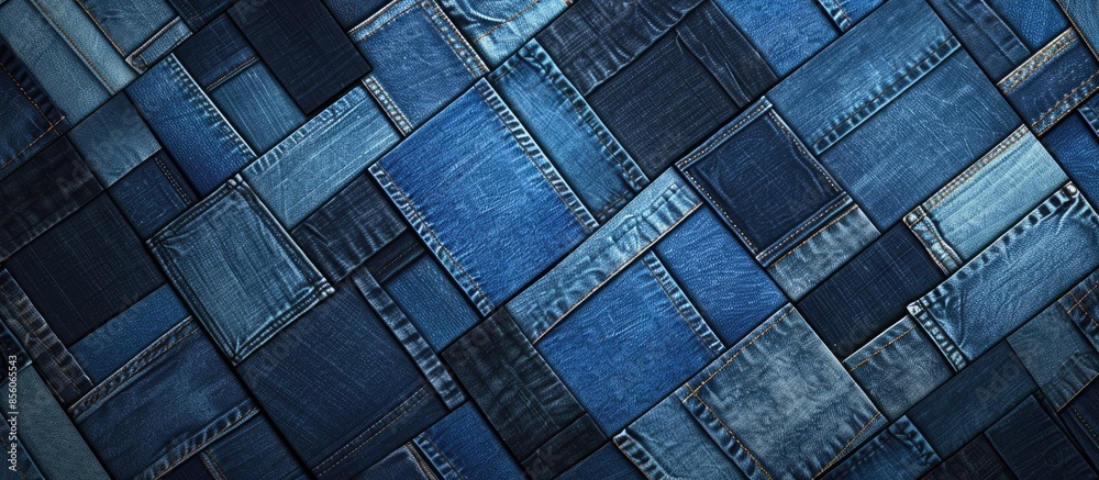 Poster denim textures patchwork seamless pattern background. with copy space image. Place for adding text or design