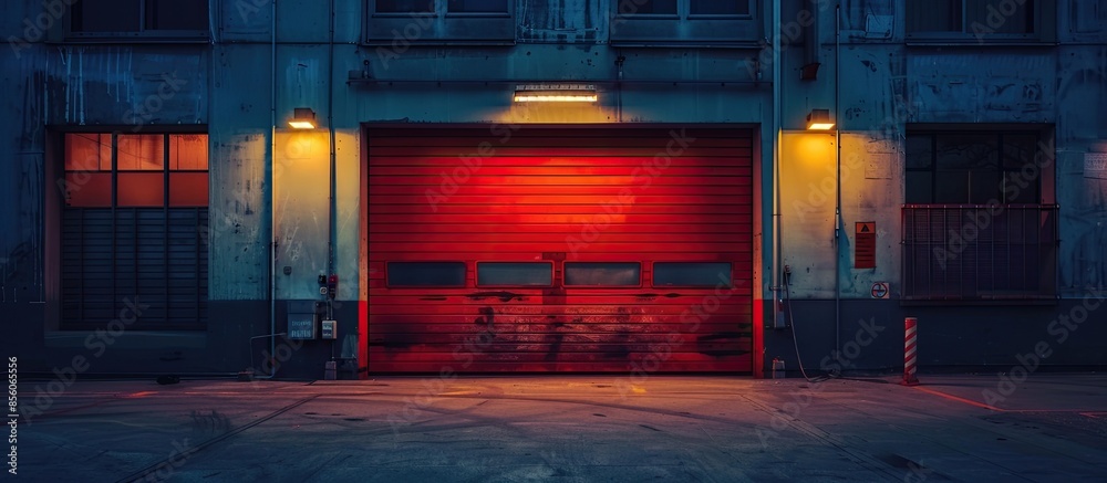 Leinwandbilder garage at the building that opens the door. with copy space image. place for adding text or design