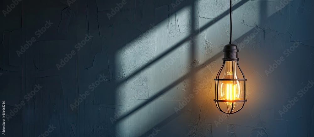 Poster illuminated metal electric lamp. modern interior. with copy space image. place for adding text or de