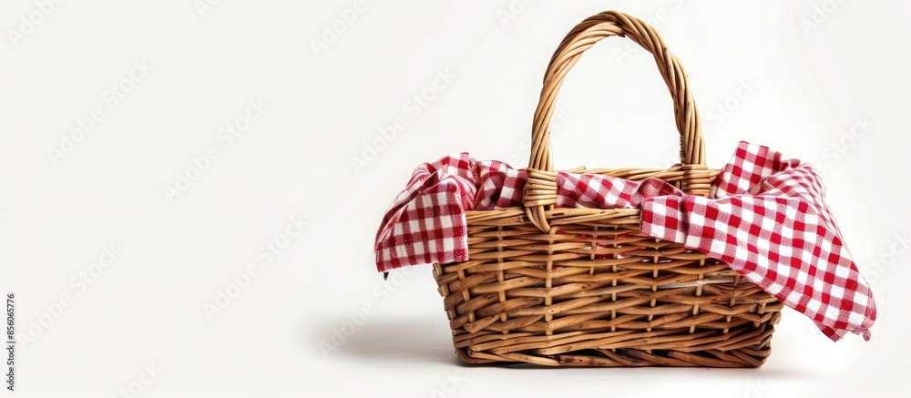 Aufkleber Picnic basket, isolated on white. Copy space image. Place for adding text or design