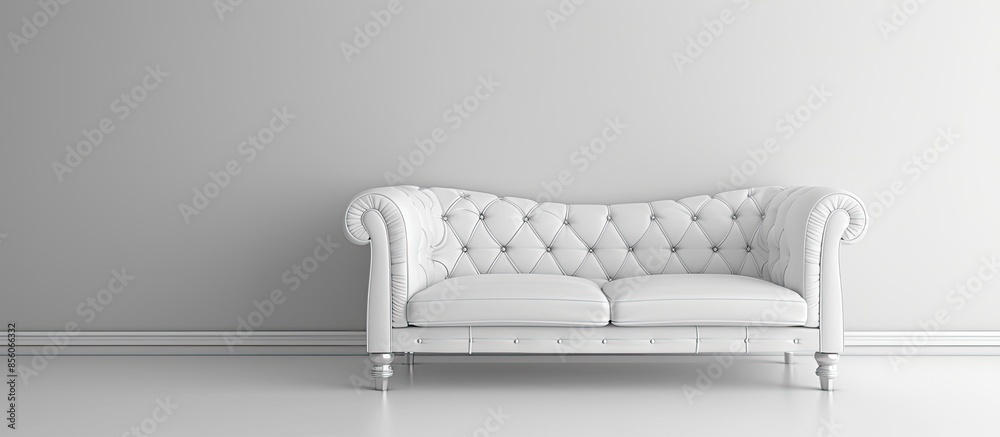 Poster Image of a modern white leather sofa isolated. with copy space image. Place for adding text or design