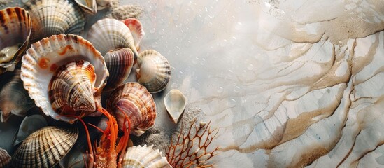 shellfish mobile. with copy space image. Place for adding text or design