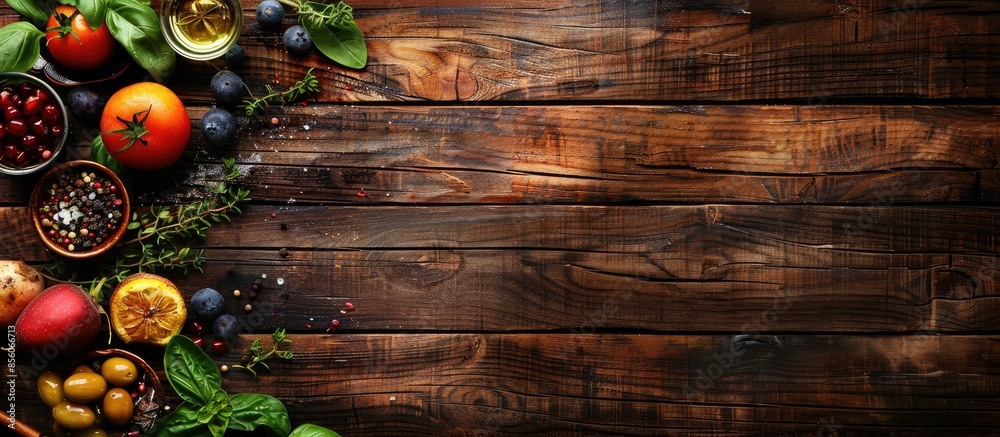 Leinwandbilder selection of food that is good for the health and skin, rustic wood background. with copy space imag