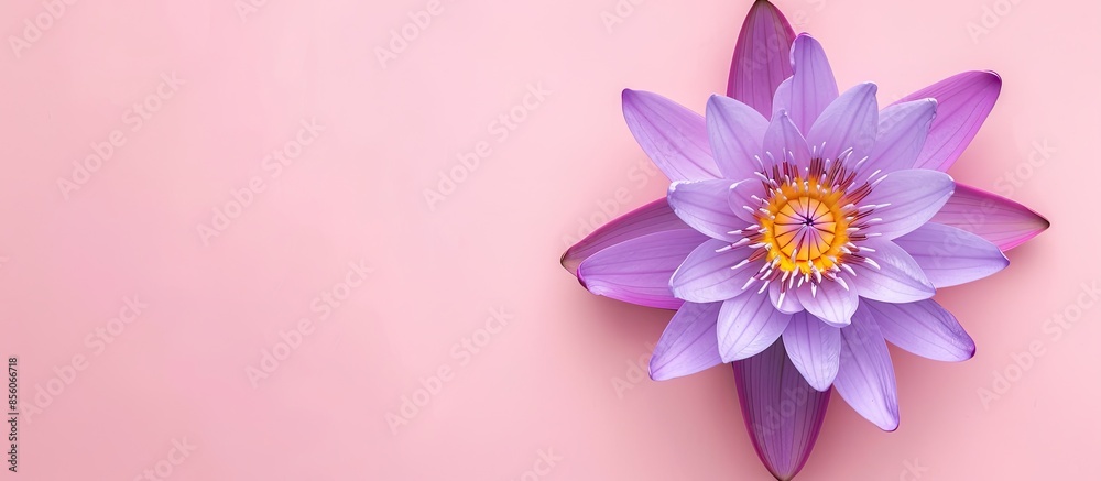 Leinwandbilder Isolated image of purple lotus flower on pastel background. with copy space image. Place for adding text or design