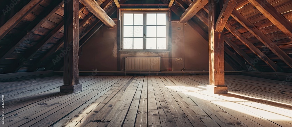 Aufkleber Empty attic flat - Offset Collection. with copy space image. Place for adding text or design