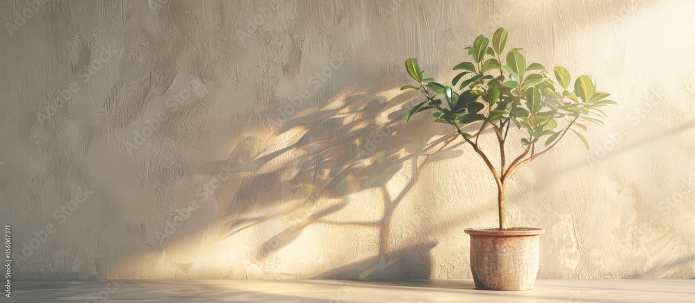 Aufkleber ficus in a pot. with copy space image. Place for adding text or design