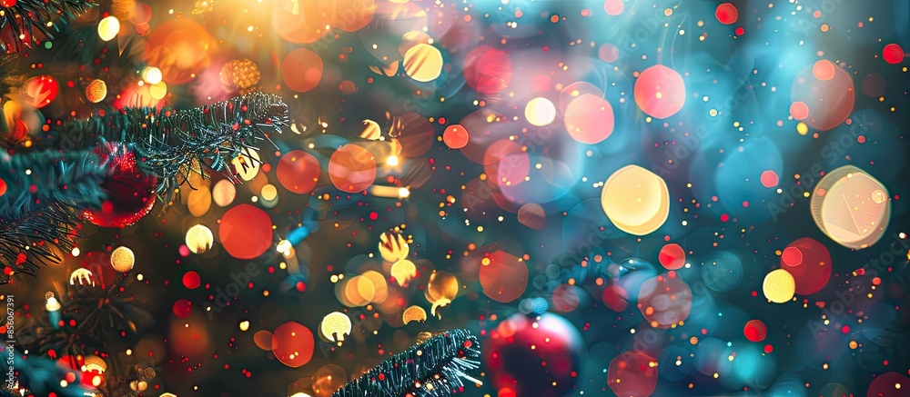 Poster Colourful holiday bokeh. Abstract Christmas background. with copy space image. Place for adding text or design