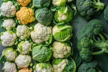 Fototapeta premium Colorful Variety of Cauliflower and Broccoli
