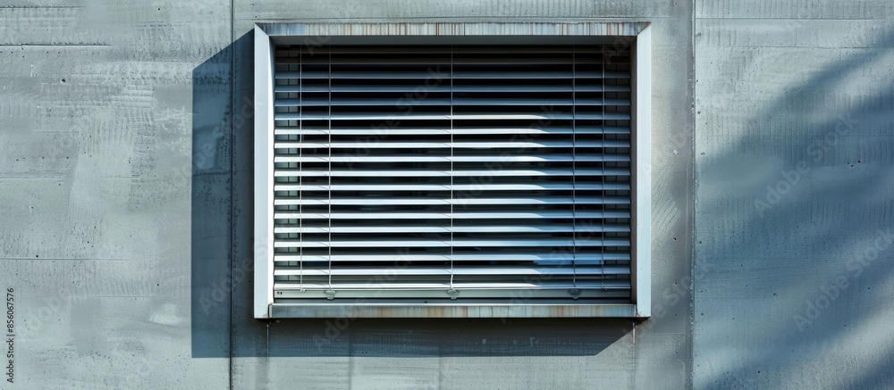 Fototapete a window with semi opened blinders on a wall. with copy space image. place for adding text or design