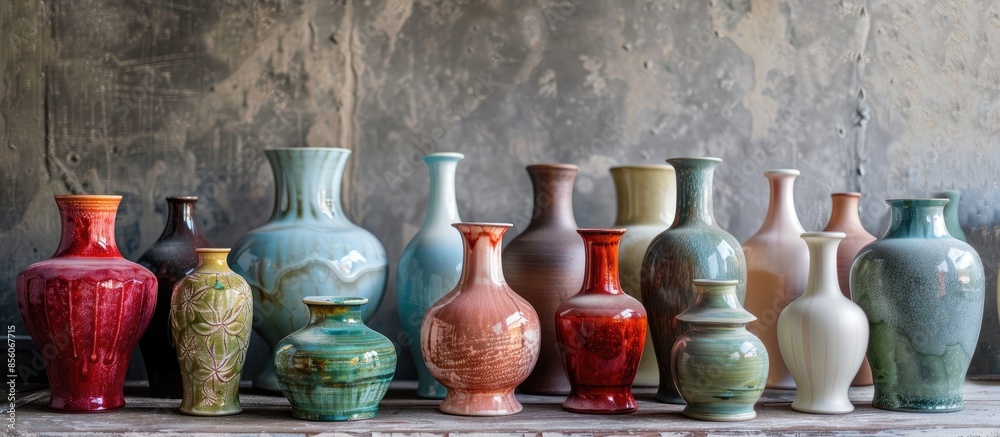 Poster Set of vases for the interior. with copy space image. Place for adding text or design