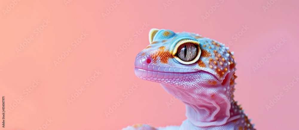Aufkleber Leopard Gecko with pastel background Isolated  Nature. with copy space image. Place for adding text or design