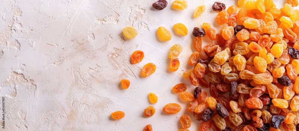 Aufkleber raisins for making desserts,bread,ice cream pastel background. with copy space image. place for addi