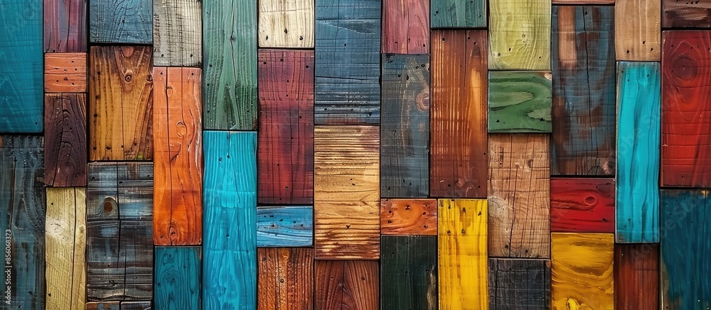 Poster colorful wooden tiles it has a real wood texture. this is a decorative material to decorate the hous