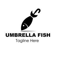 umbrella fish logo design concept vector illustration