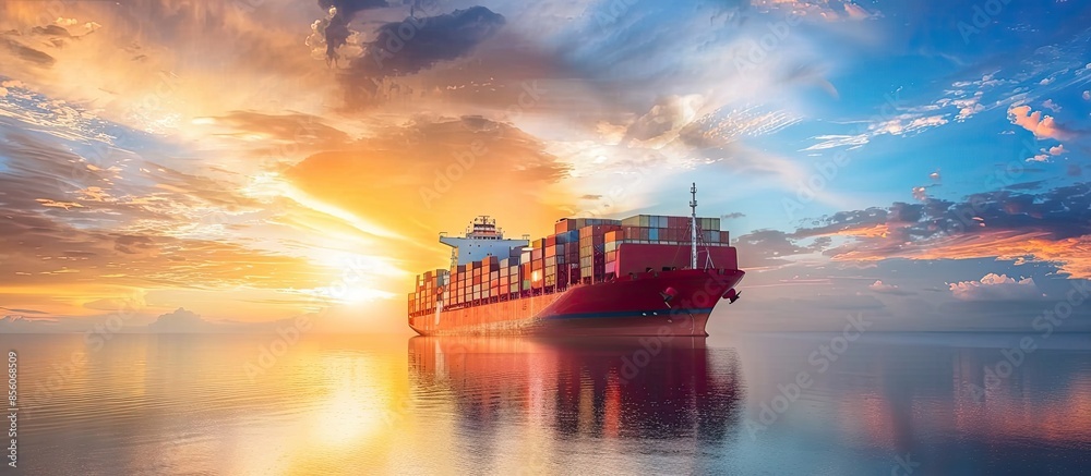 Aufkleber global business logistics import export background and container cargo freight ship transport concep