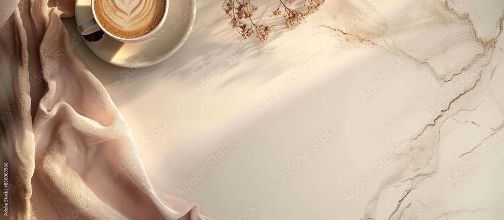 Aufkleber coffee glasses table with free space for your food and woman body . with copy space image. place for