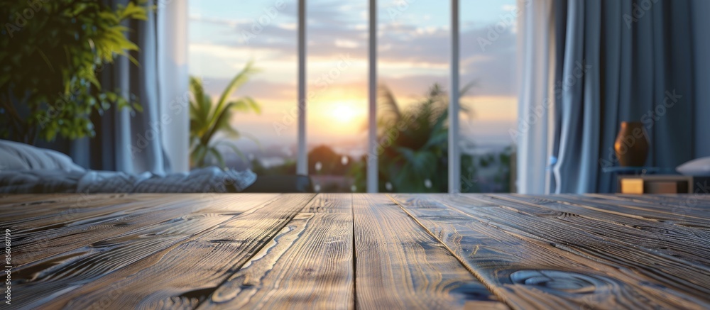 Fototapete table top and blur bedroom of the background. with copy space image. place for adding text or design