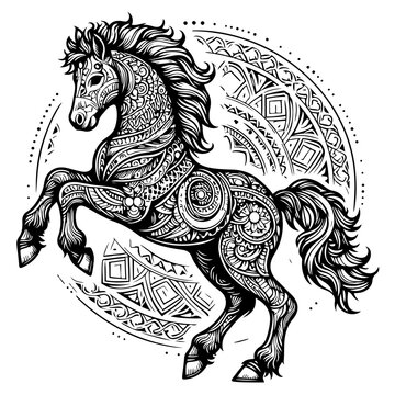 recommend clip art: Patterned Baby Horse Running Coloring Page Mandala Horse Foal Coloring Page Zentangle Horse Galloping Coloring Page