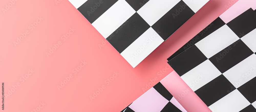 Poster Black and white business cards in checkerboard order isolated on pastel background.  of vertical cards to showcase your presentation. with copy space image. Place for adding text or design