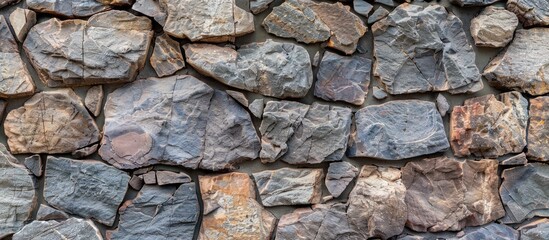 Fototapeta premium A real mountain stone wall surface . with copy space image. Place for adding text or design